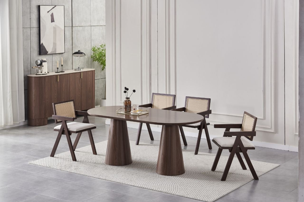 Table à manger ICONIC céramique effet travertin