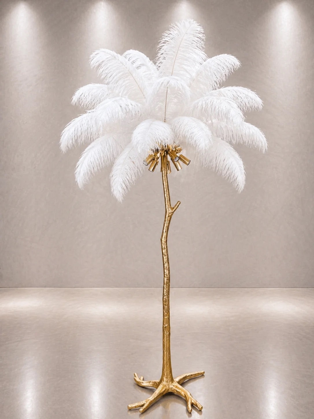Lampe Plumes d'Autruche Véritables 170cm