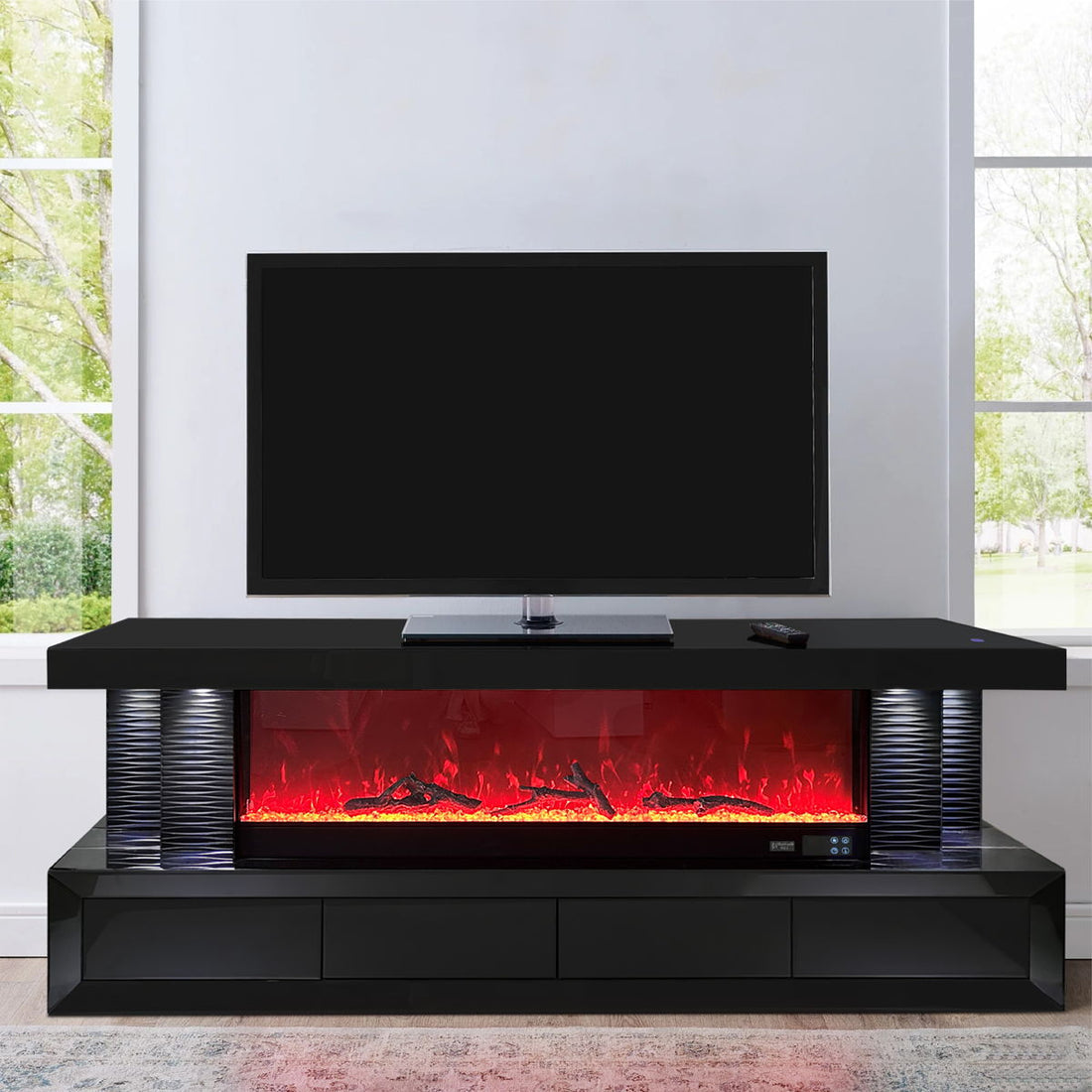 Meuble TV cheminée bluetooth