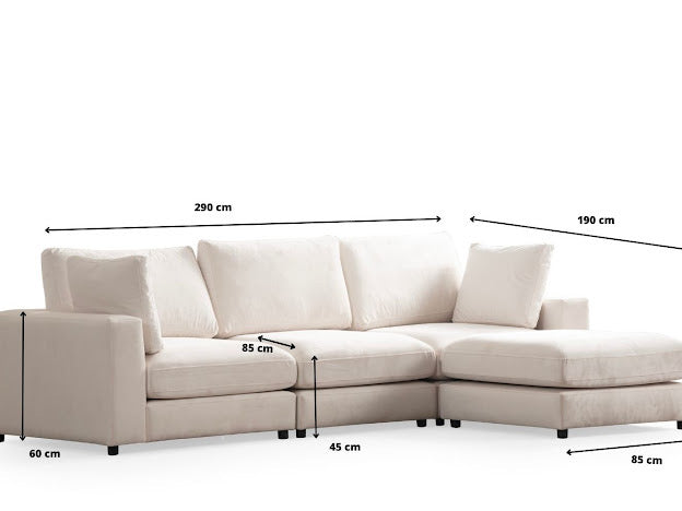 Canapé d’angle Julia 3+1 velours