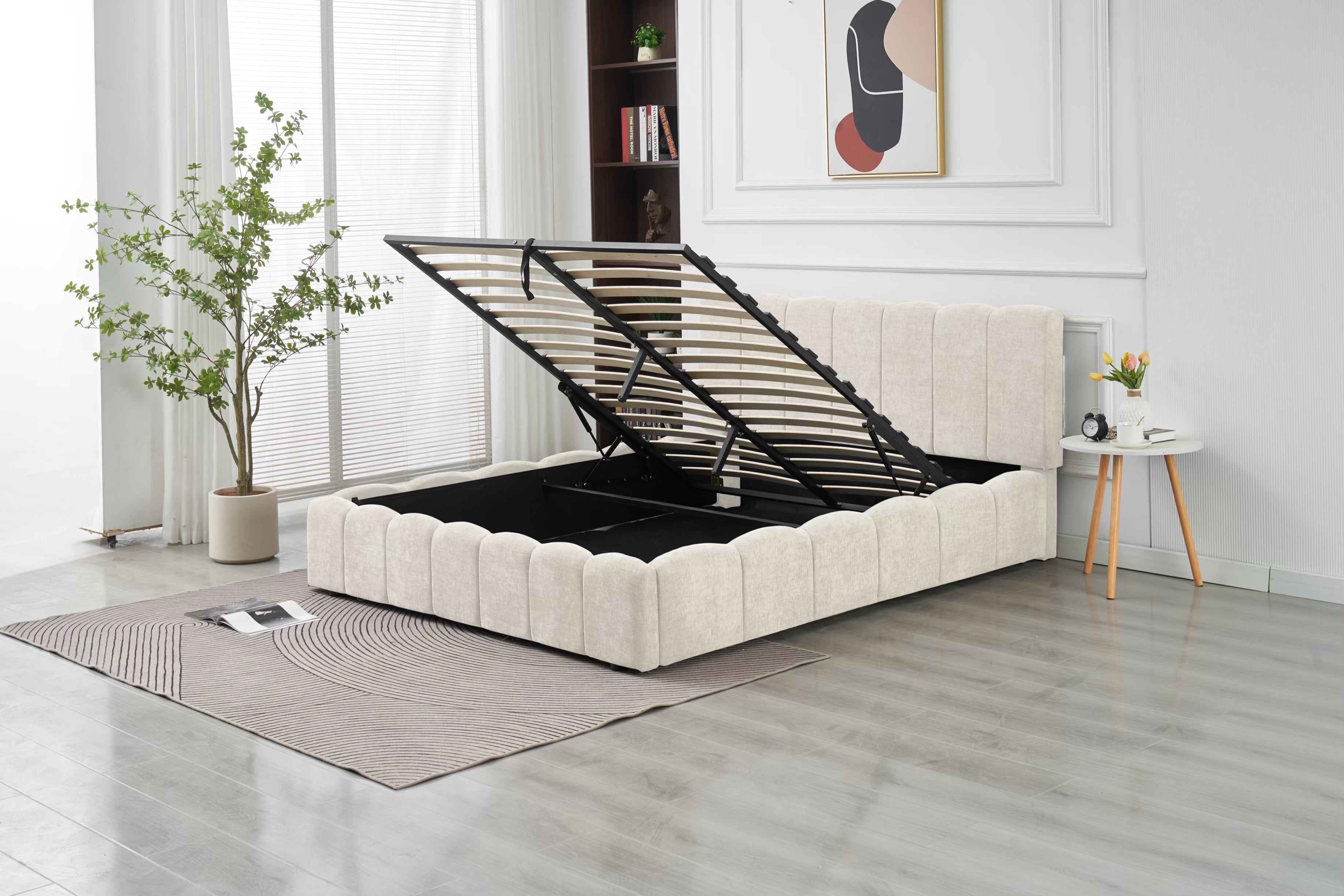 Lit coffre MOON chenille – détail tissu chenille