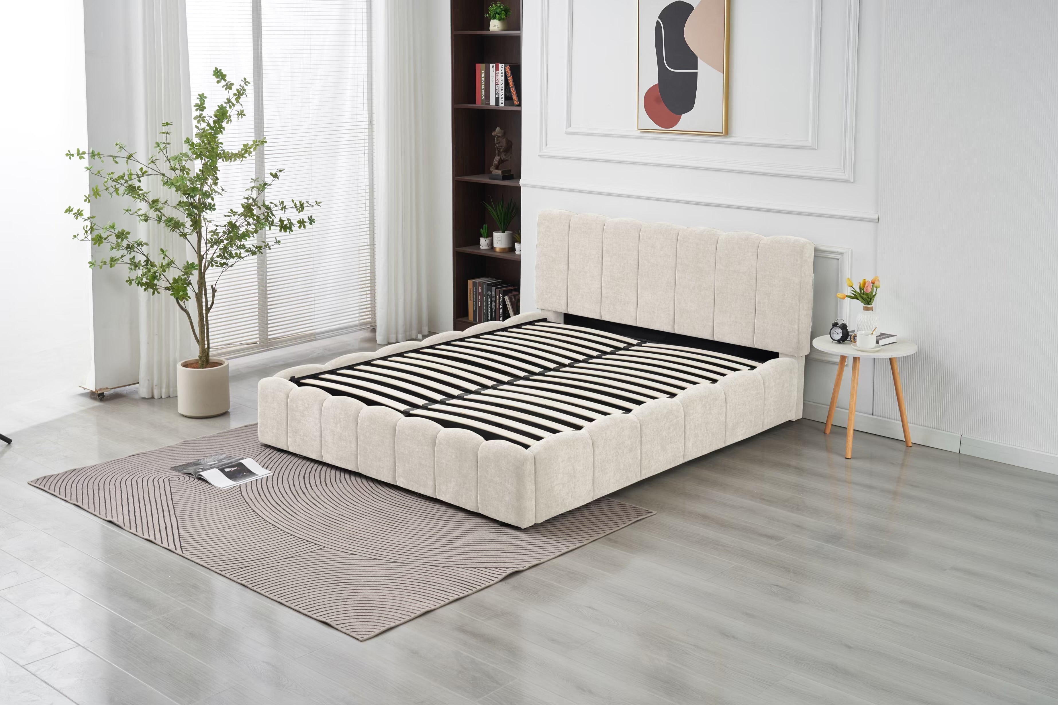 Lit coffre MOON chenille – coffre de rangement ouvert