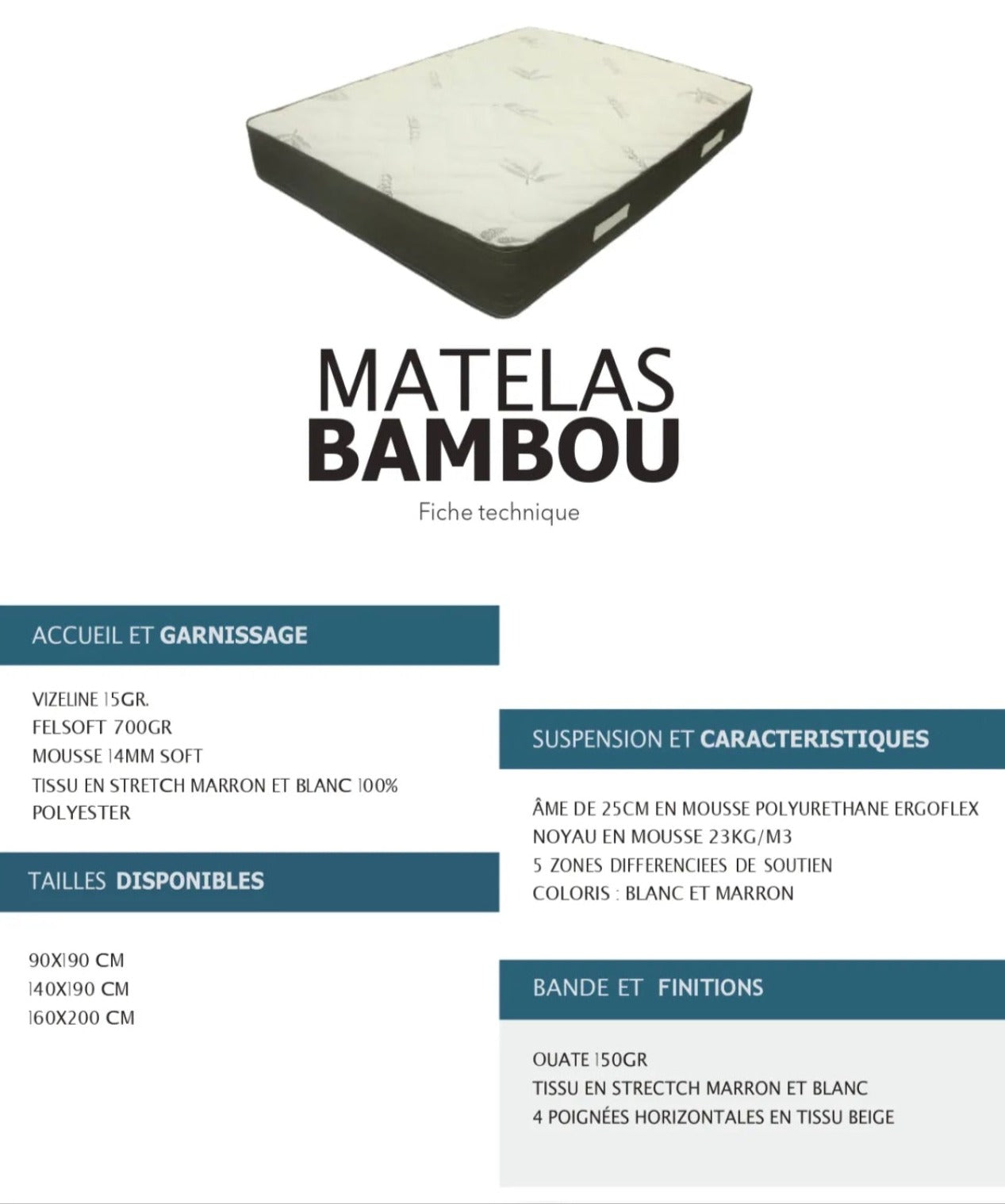 Matelas BAMBOU 25cm