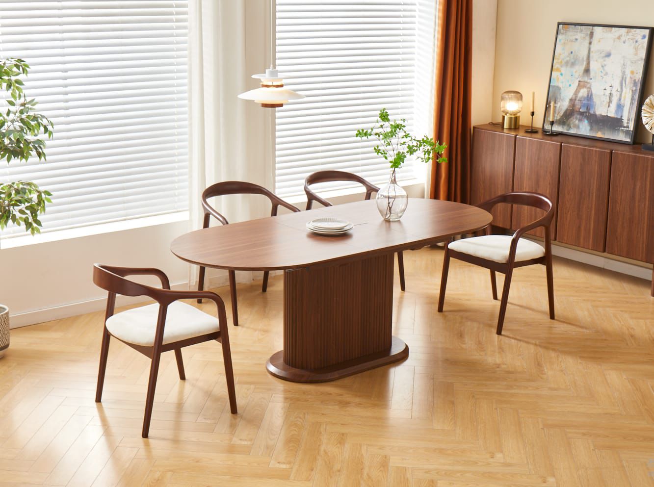 Table à manger VANESSA extensible noyer