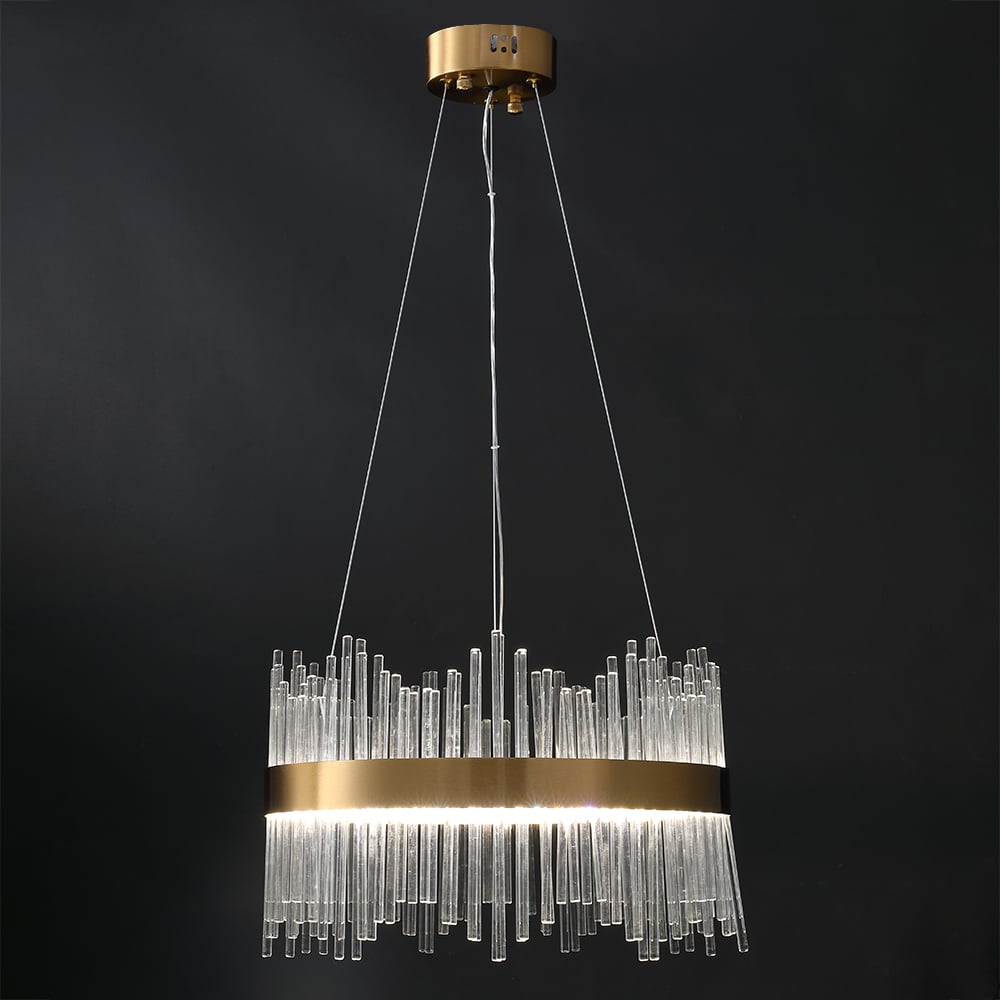 Lustre en tige cristal