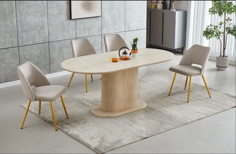 Table à manger LÉA effet travertin