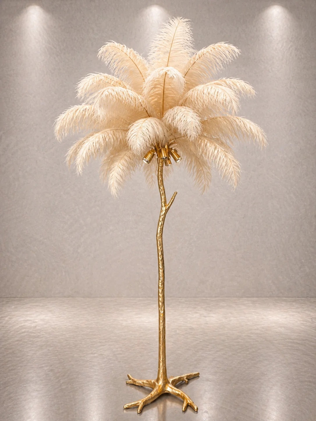 Lampe Plumes d'Autruche Véritables 170cm