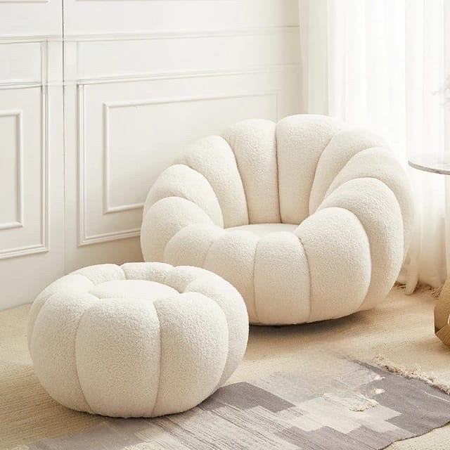 Fauteuil + Pouf Pivotant