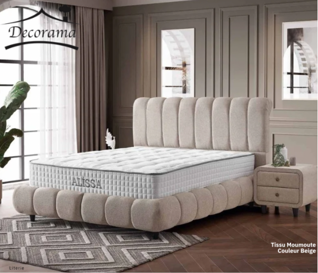 lit coffre alissa beige 160x200 avec rangement intégré