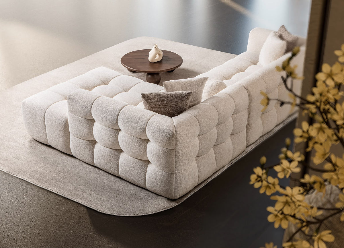 Canapé d’angle Teddy en tissu Crémona 02 beige