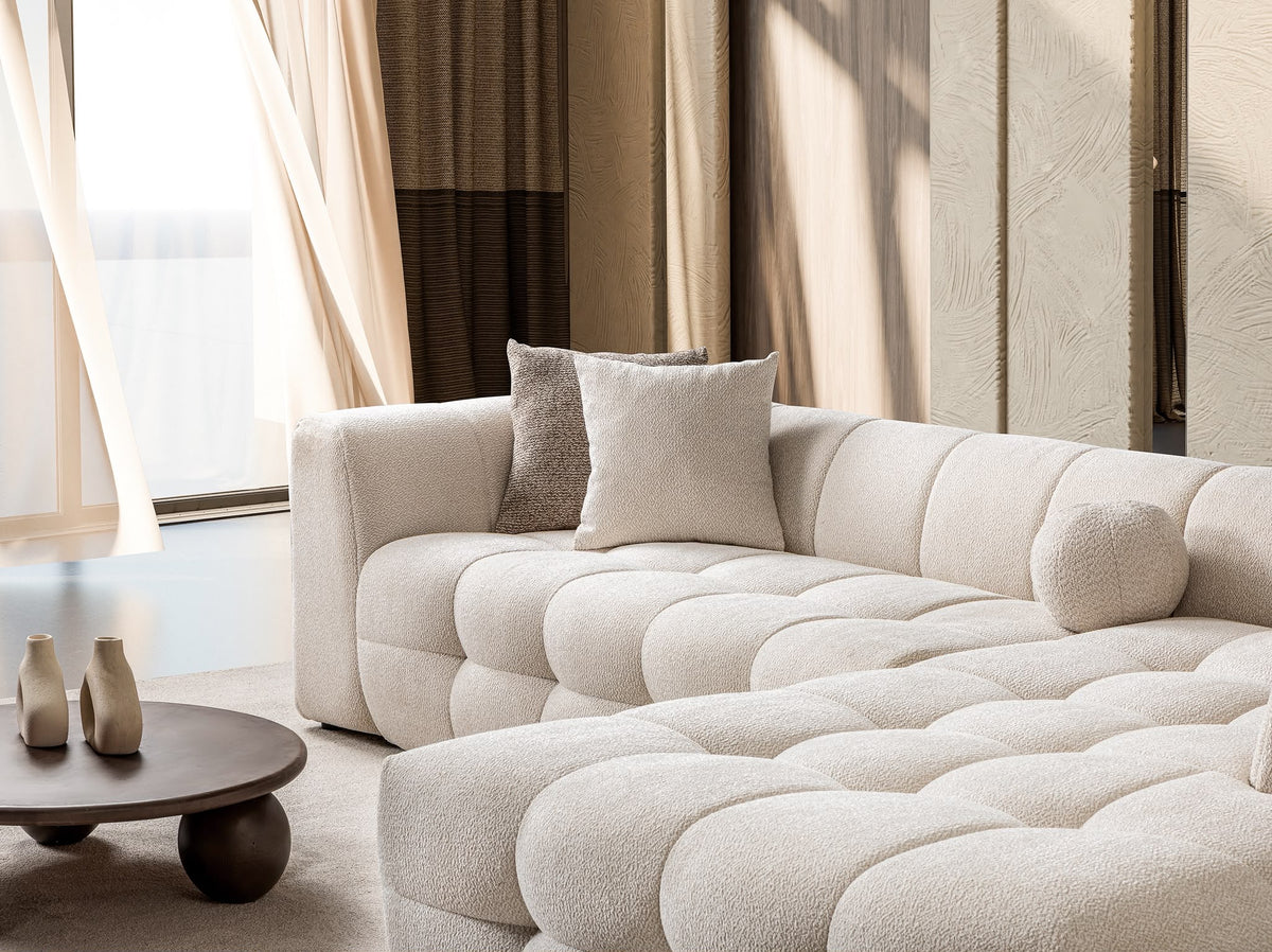 Canapé d’angle Teddy en tissu Crémona 02 beige