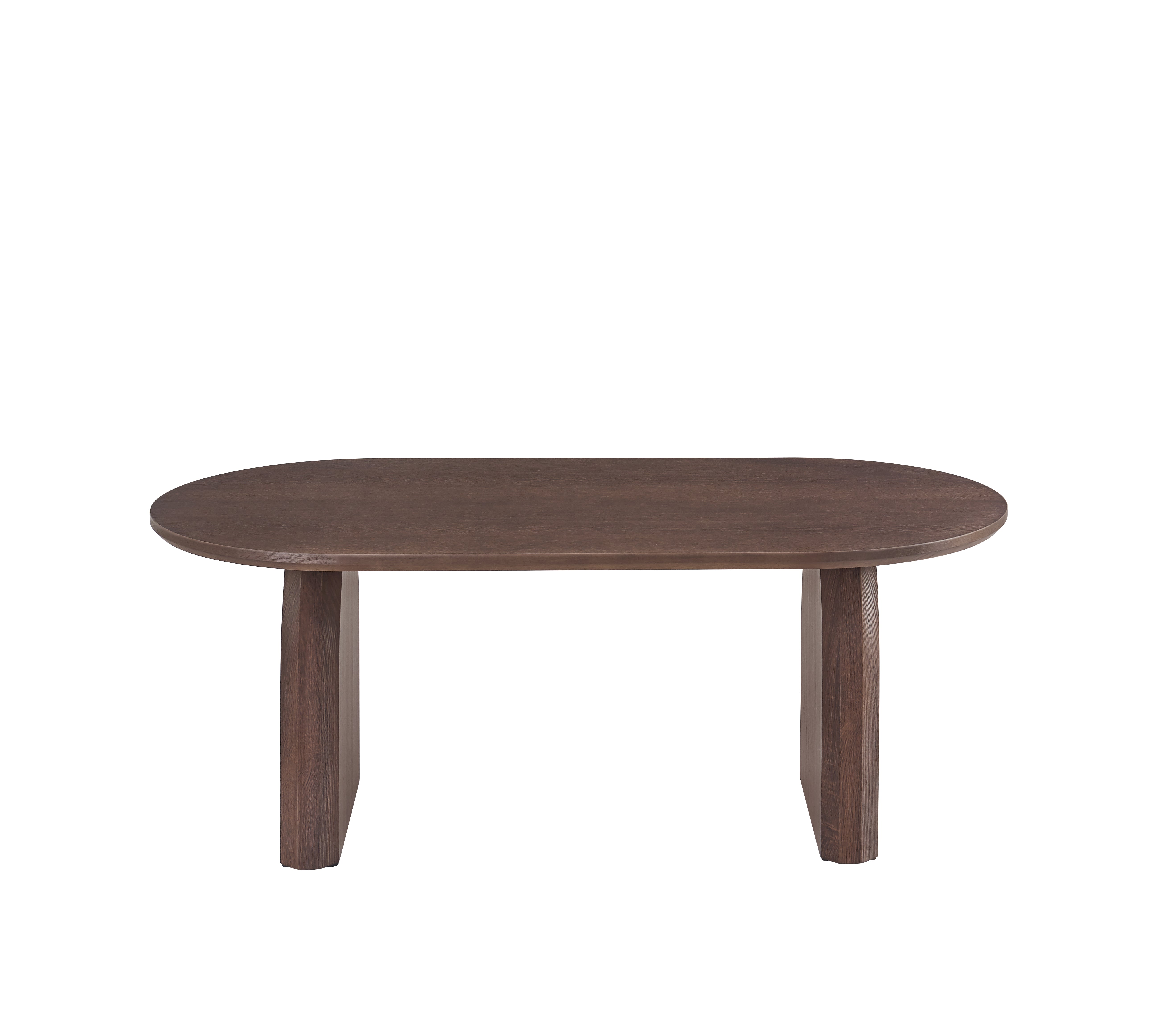 Table basse FLUIDE, plateau et pieds effet noyer 120cm