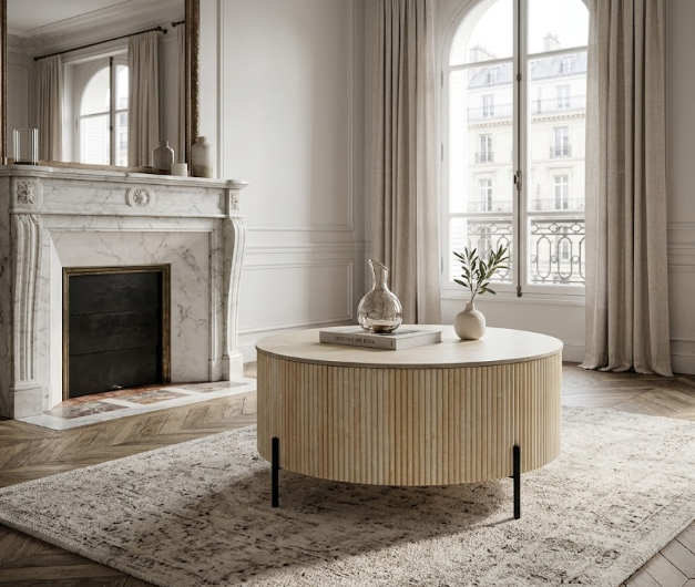 Table basse RUBY céramique effet travertin
