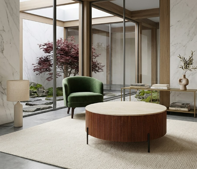 Table basse RUBY céramique noyer