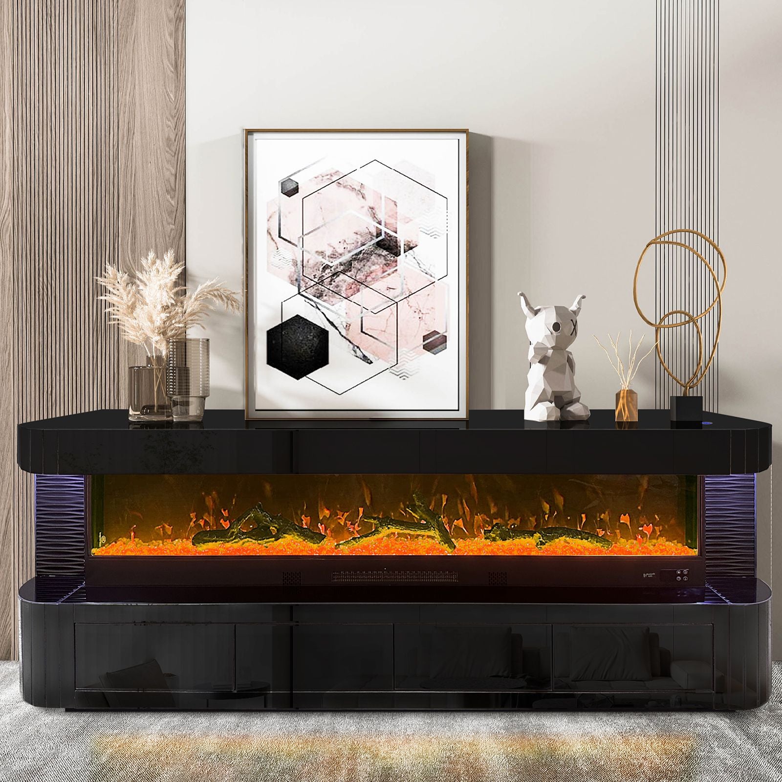 Meuble TV cheminée bluetooth