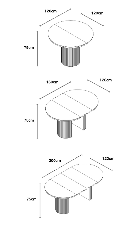 Table à manger extensible AMBRE 120/160/200cm