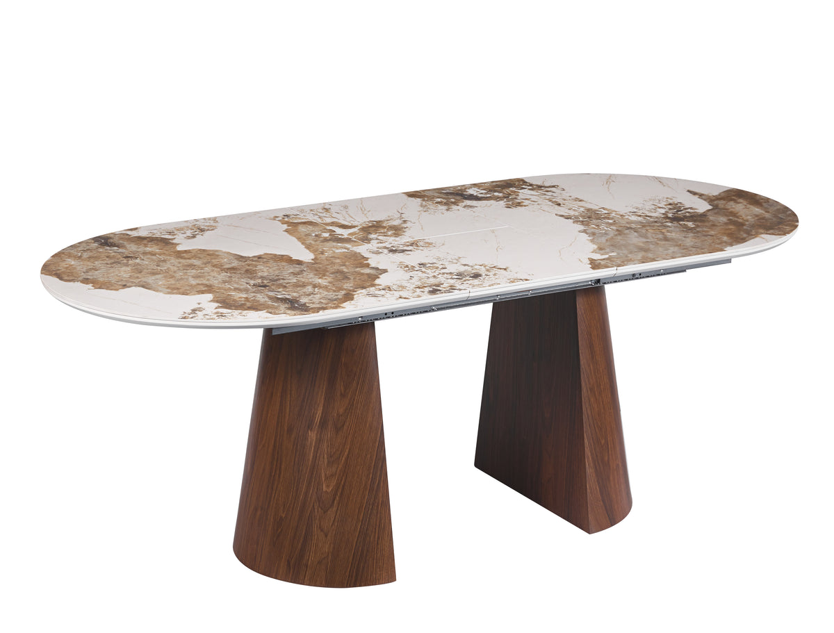 Table à manger  NEUA extensible 160/200cm céramique pieds noyer