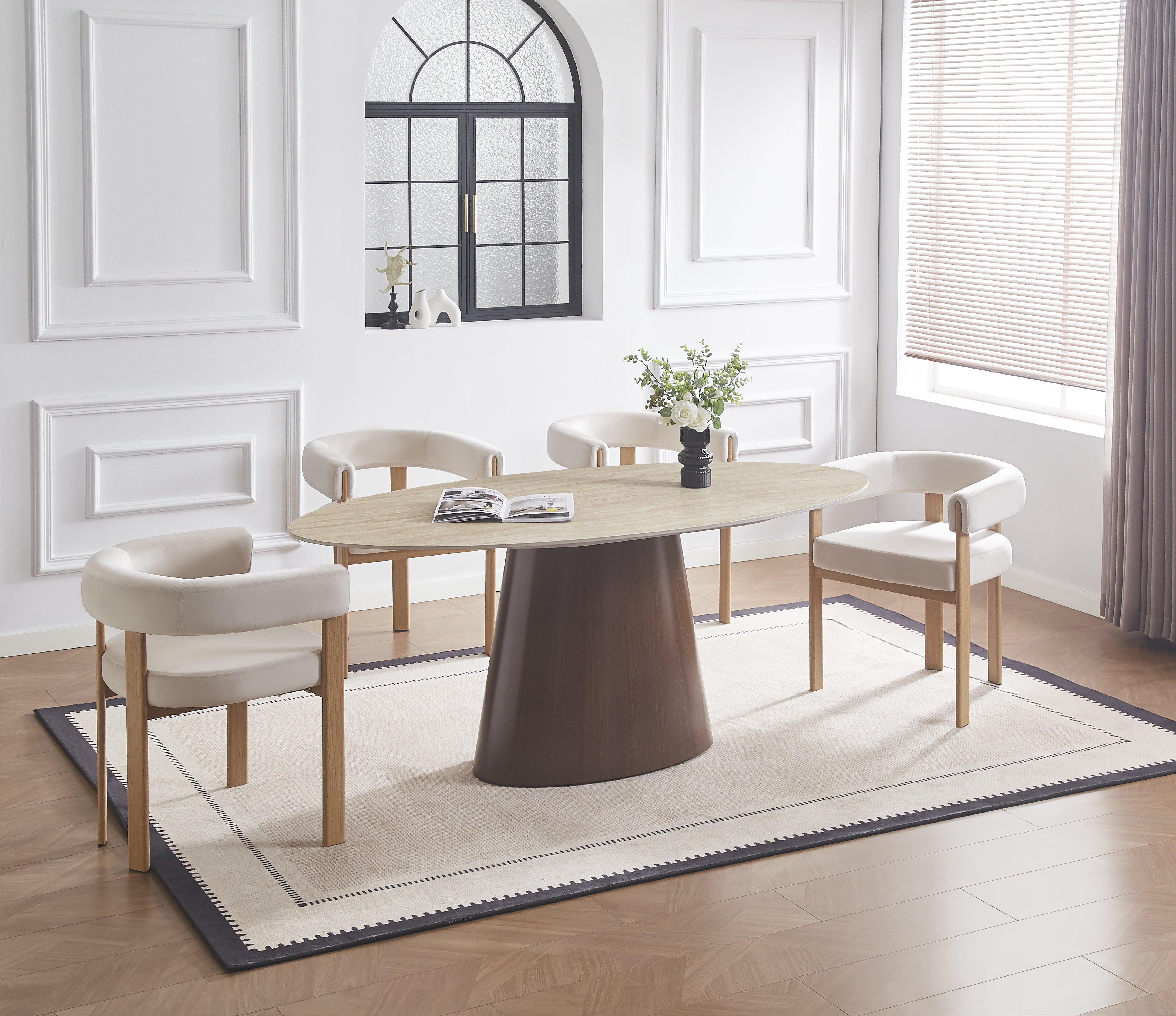 Chaise VAIANA beige, pieds effet chêne