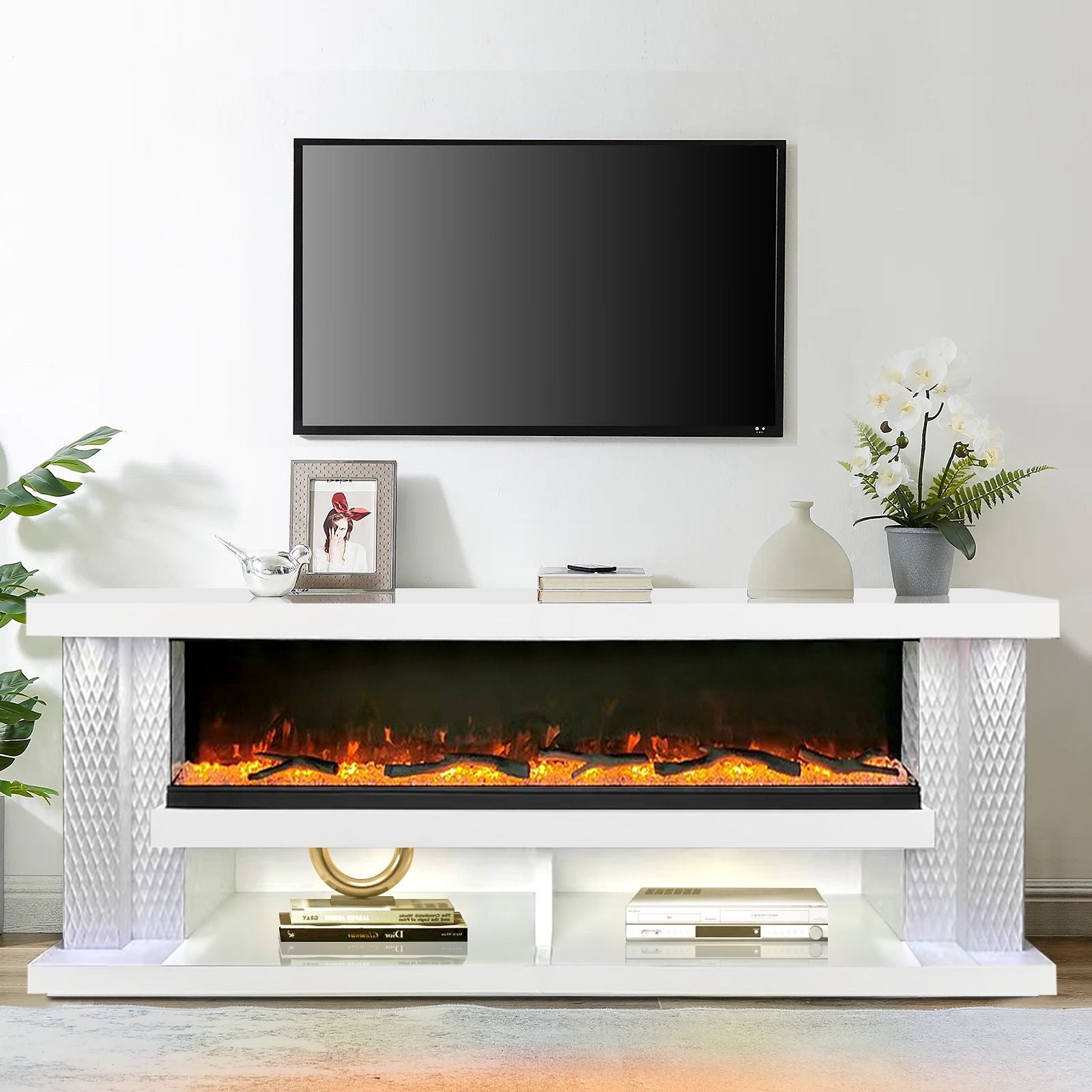 Meuble TV cheminée bluetooth