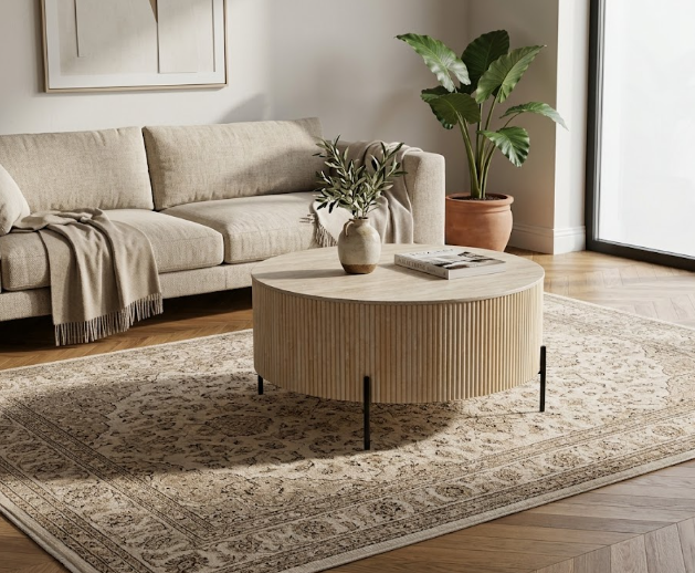 Table basse RUBY céramique effet travertin
