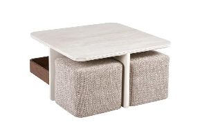 Table basse MONA + 2 poufs