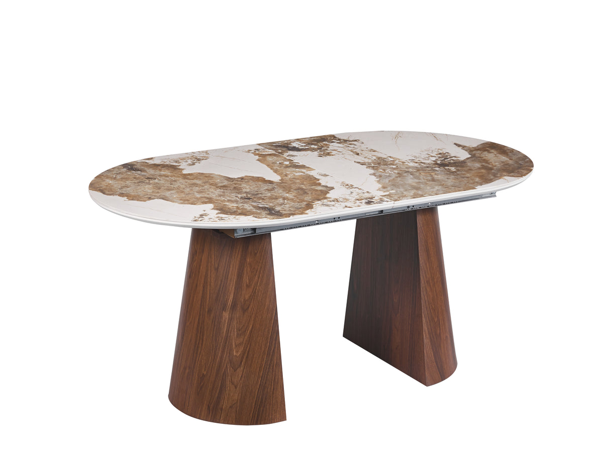 Table à manger  NEUA extensible 160/200cm céramique pieds noyer