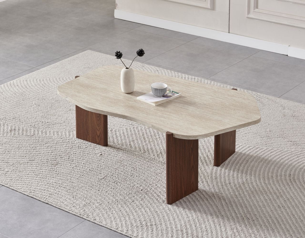 Table basse ZORA effet travertin