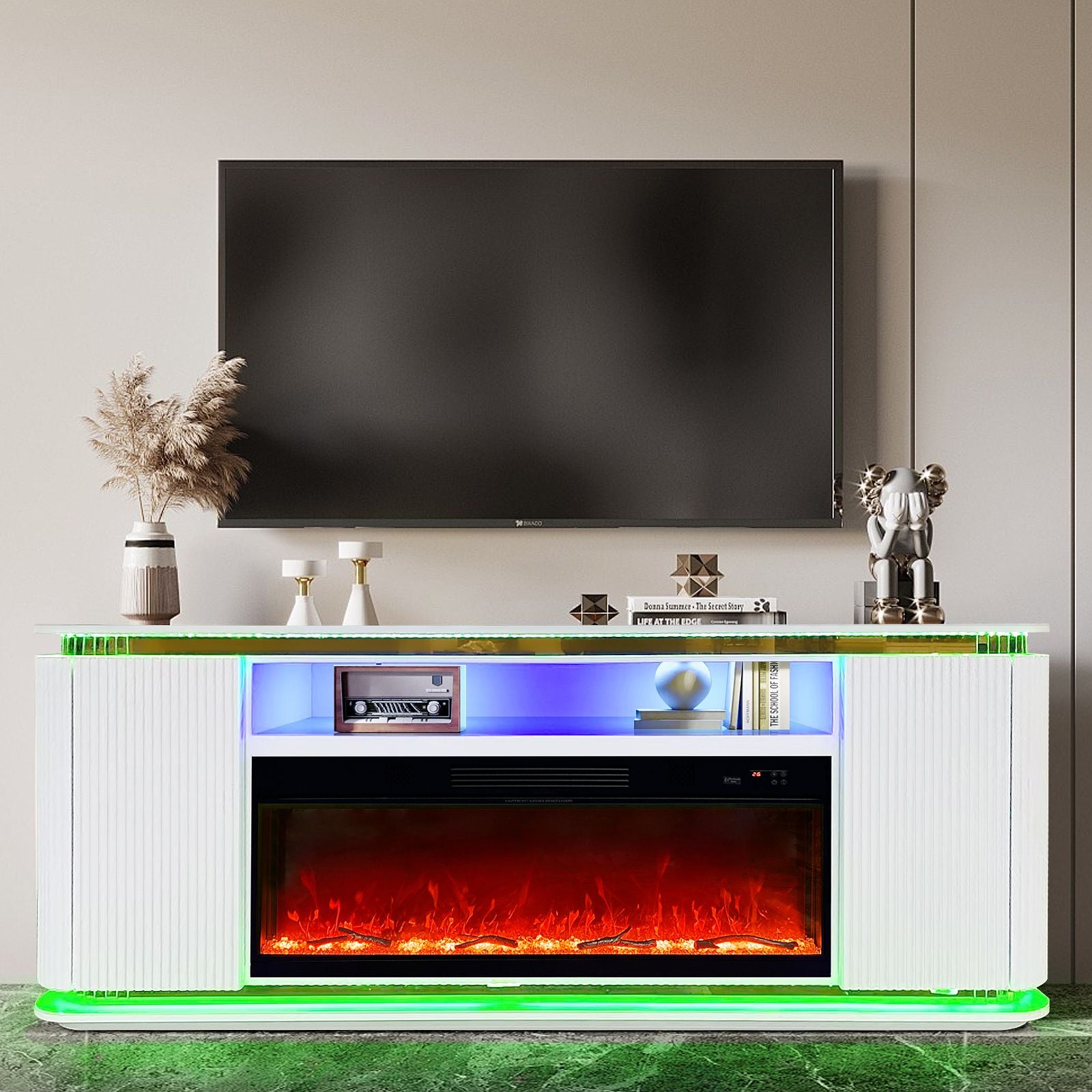 Meuble TV cheminée bluetooth