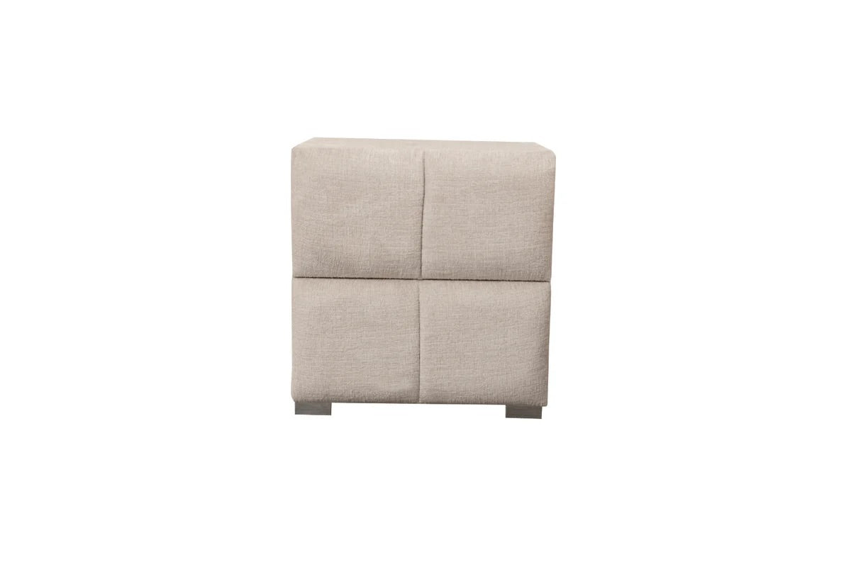 Lit coffre Eva blanc cassé tissus chenille