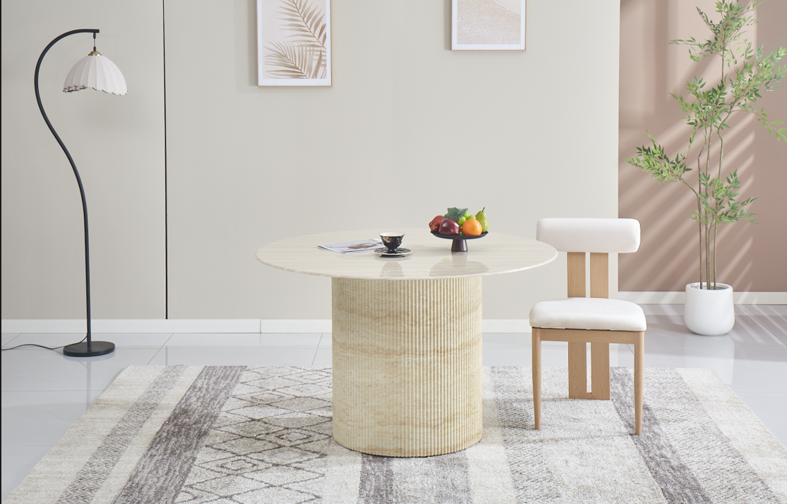 CHAISE TIFFANY PIED EFFET BOIS VELOURS BEIGE