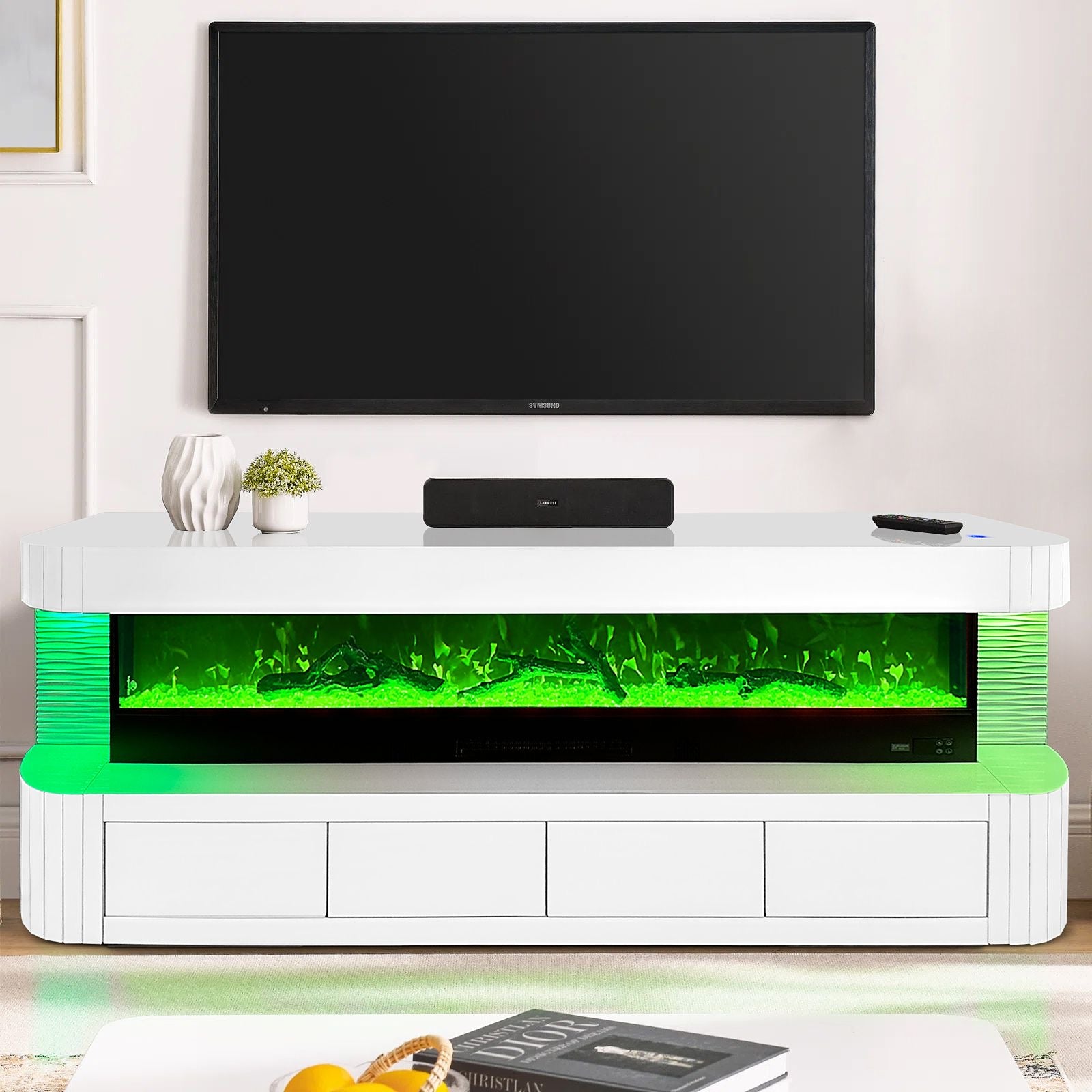 Meuble TV cheminée bluetooth