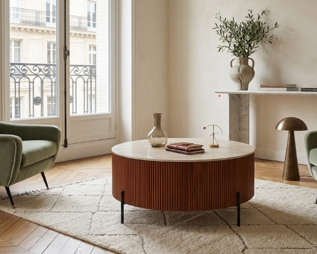 Table basse RUBY céramique noyer