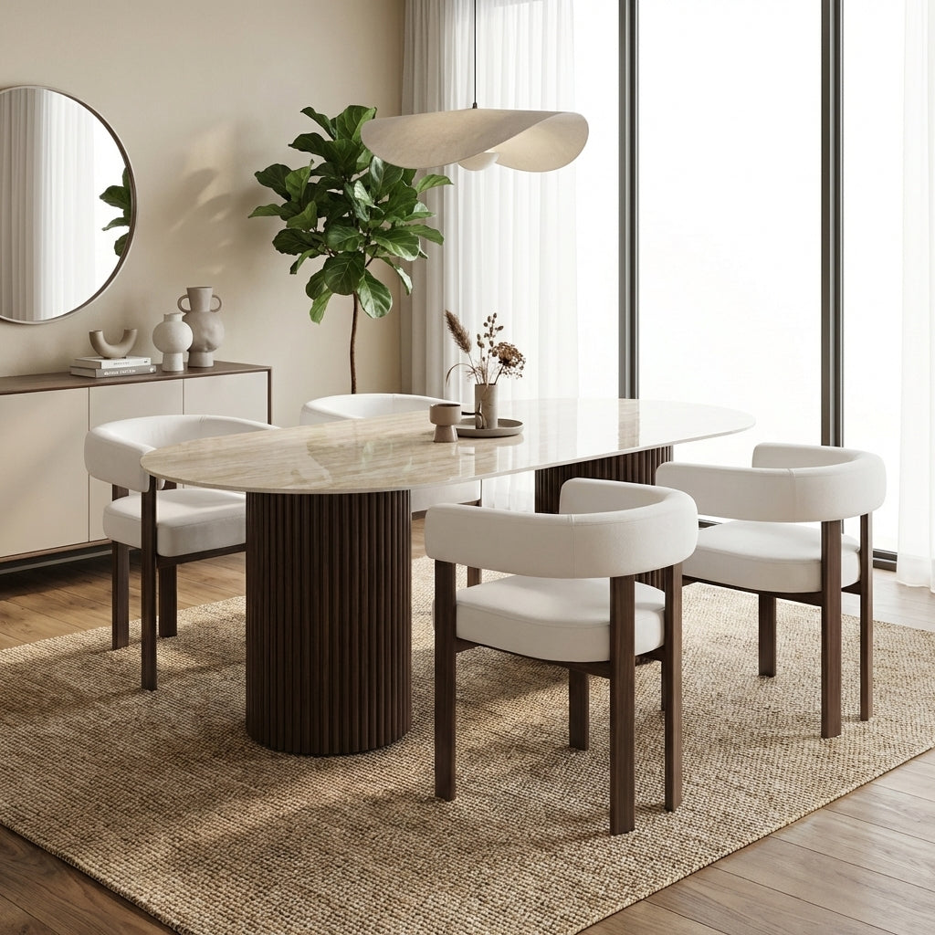 Chaise VAIANA beige, pieds noyer