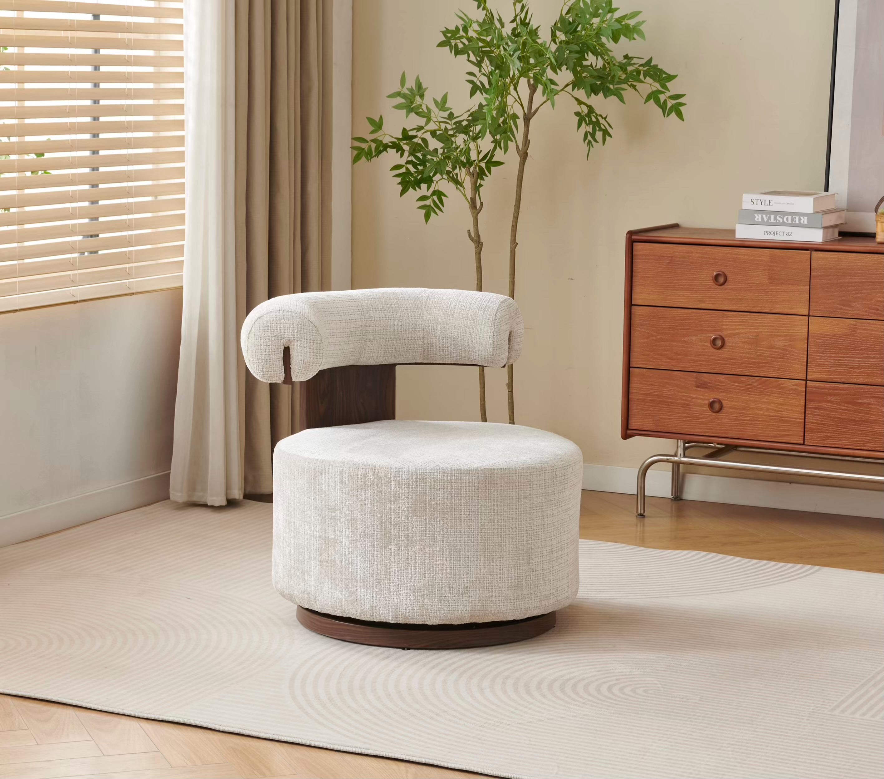Fauteuil Pivotant Tissu Marbella Noyer