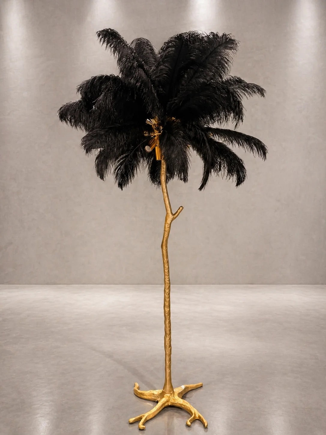Lampe Plumes d'Autruche Véritables 170cm