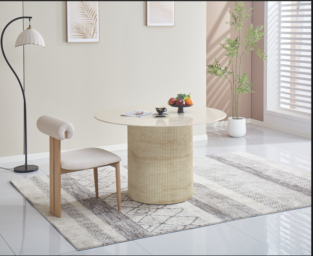 CHAISE TIFFANY PIED EFFET BOIS VELOURS BEIGE