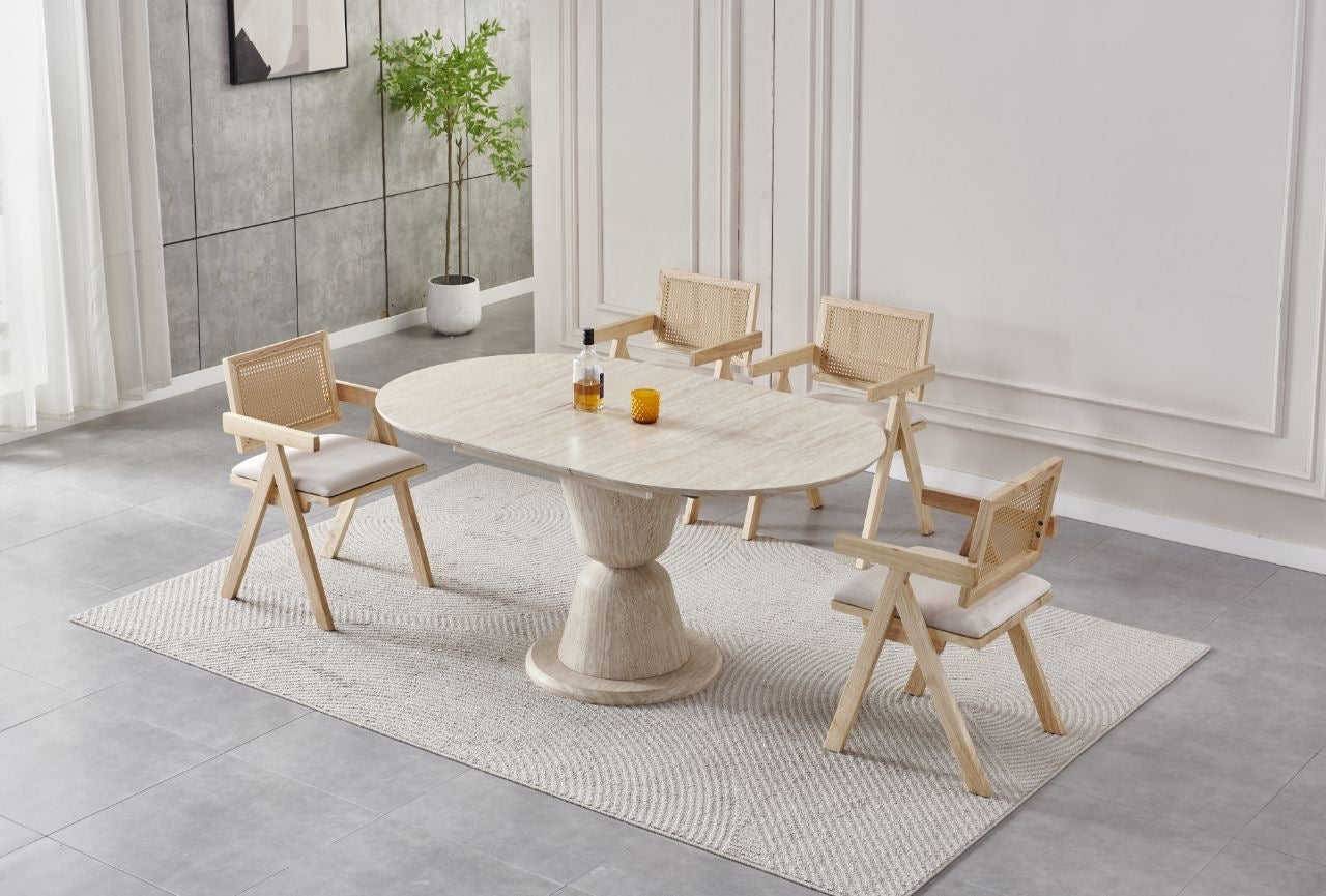 Table à manger extensible CAMILLE effet travertin