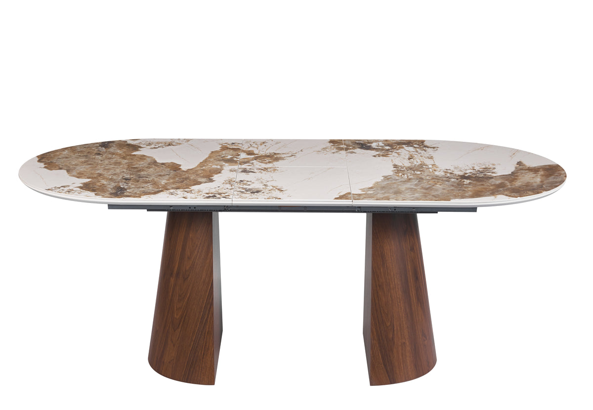 Table à manger  NEUA extensible 160/200cm céramique pieds noyer