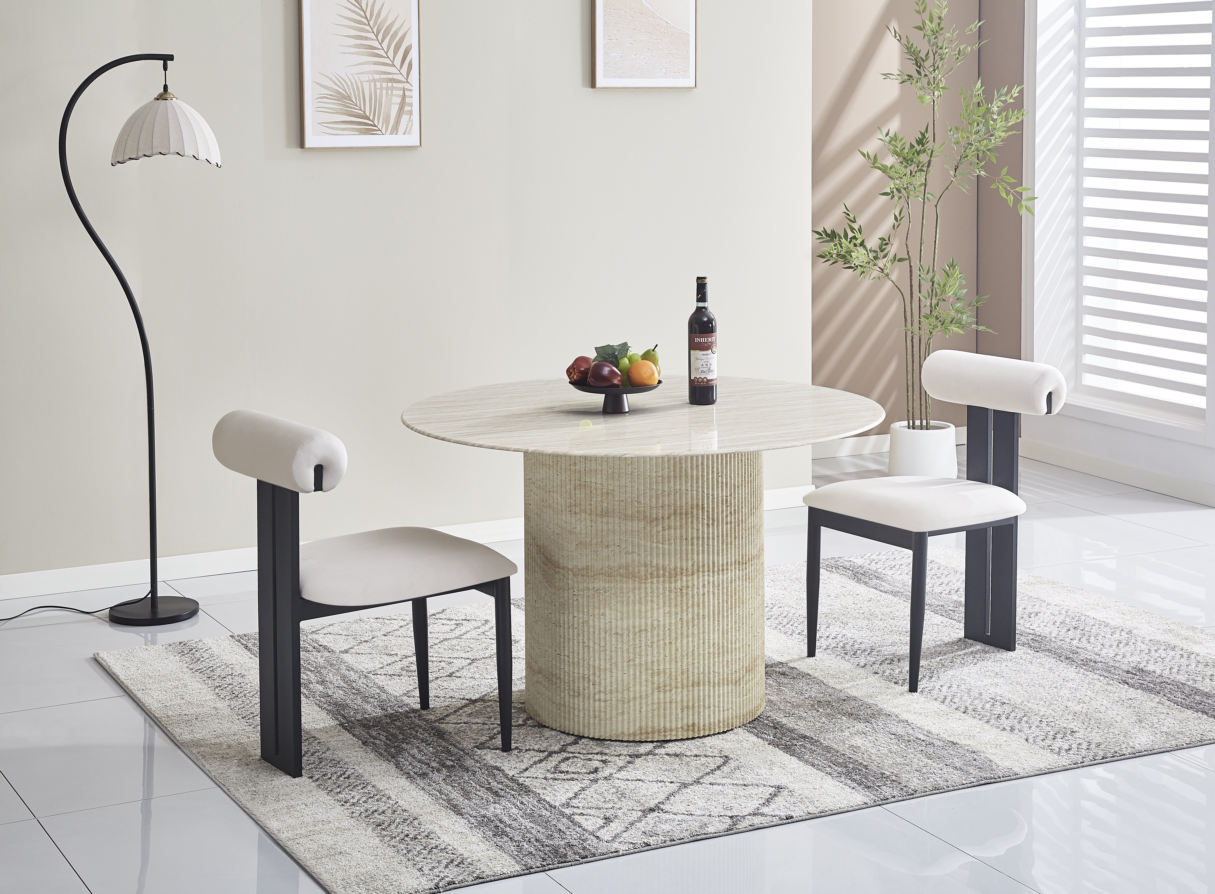 CHAISE TIFFANY PIED NOIR VELOURS BEIGE