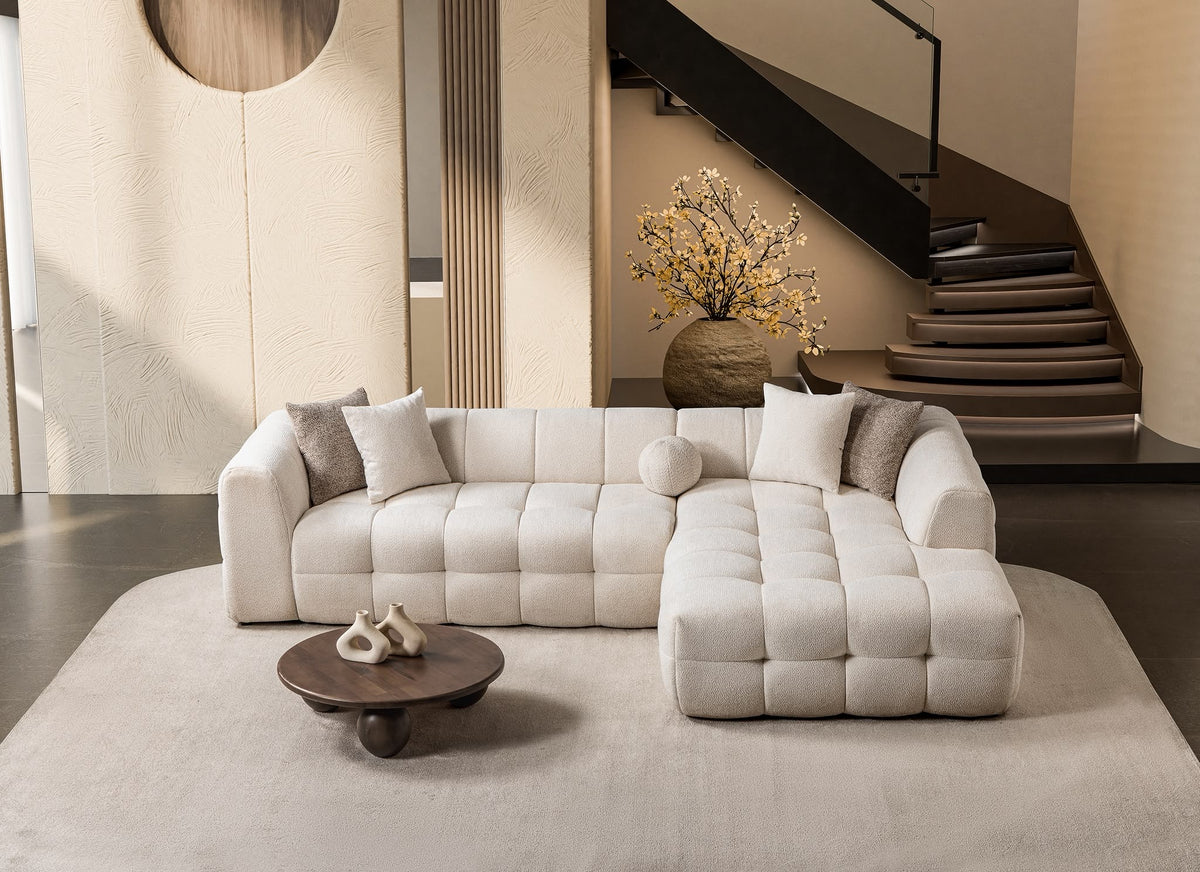 Canapé d’angle Teddy en tissu Crémona 02 beige