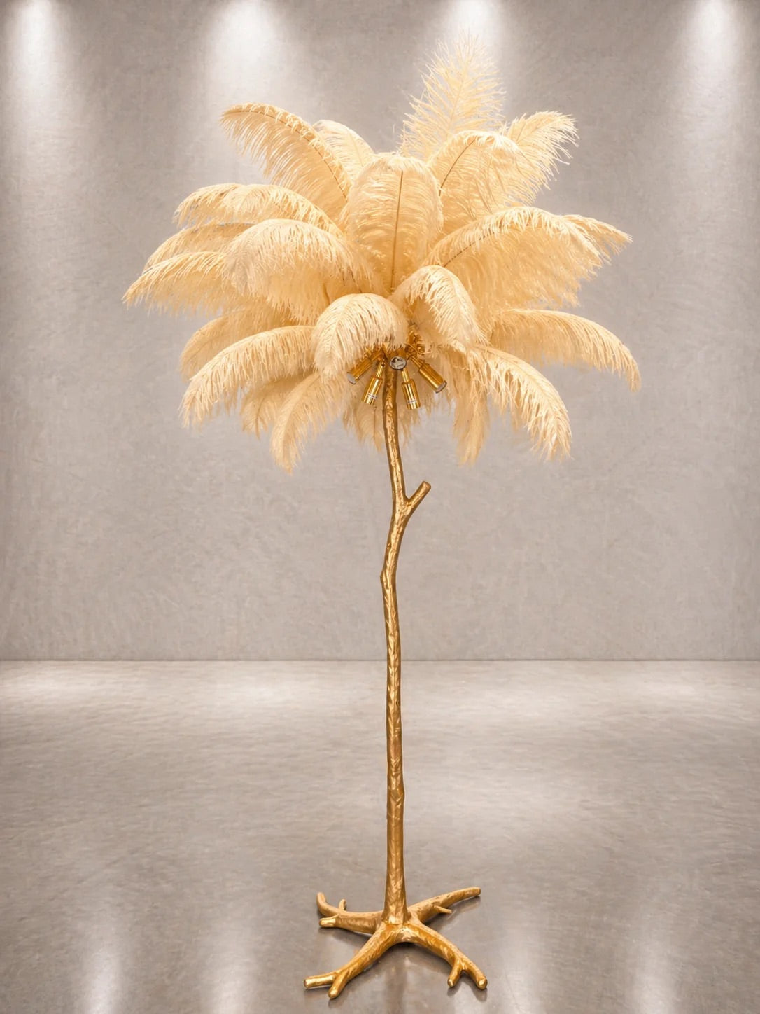 Lampe Plumes d'Autruche Véritables 170cm