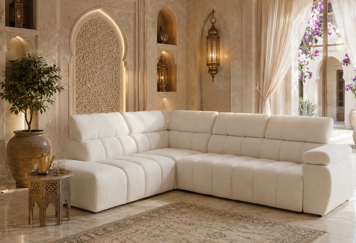 Canapé ALZORIA modulable beige 230x300x78cm