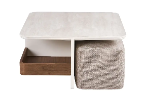 Table basse MONA + 2 poufs