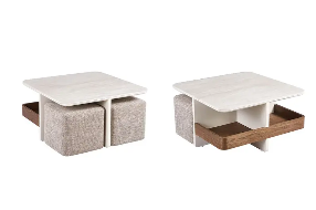 Table basse MONA + 2 poufs