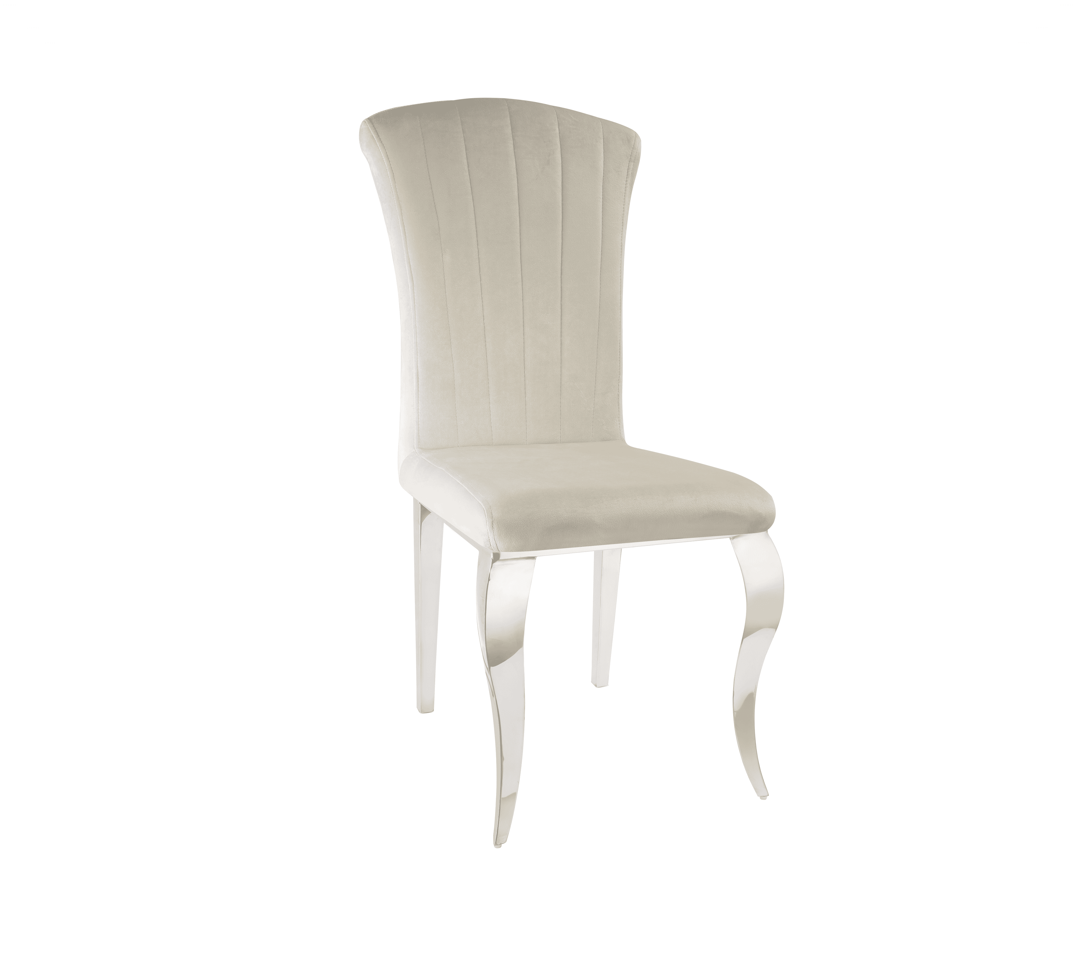 Chaise Louis beige avec pieds argentés pour salle à manger moderne