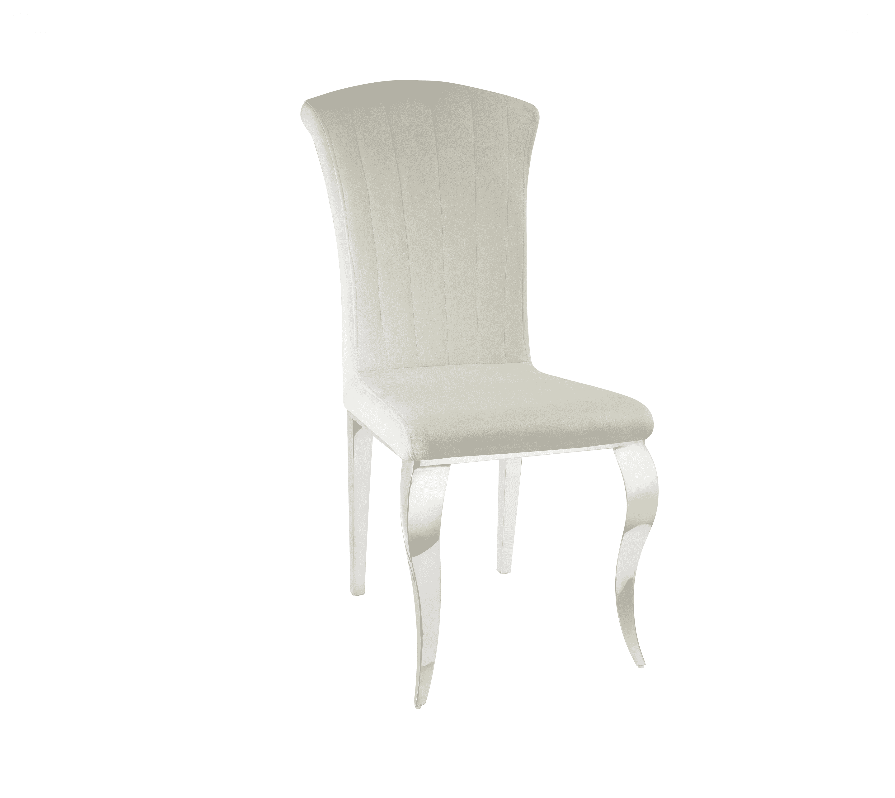 Chaise Louis écru en velours avec finition argentée élégante