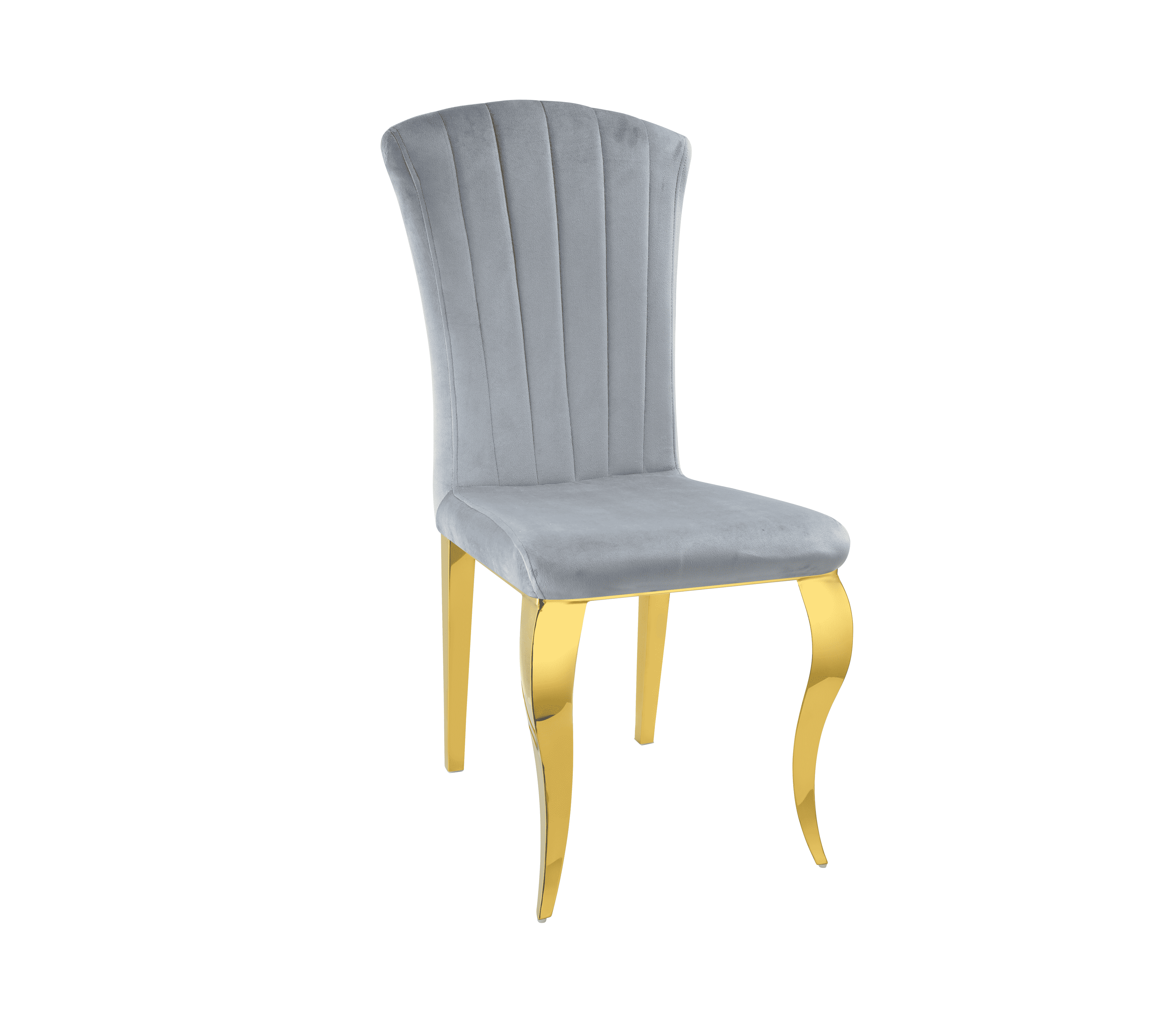 Chaise Louis gris clair en velours style moderne et chic