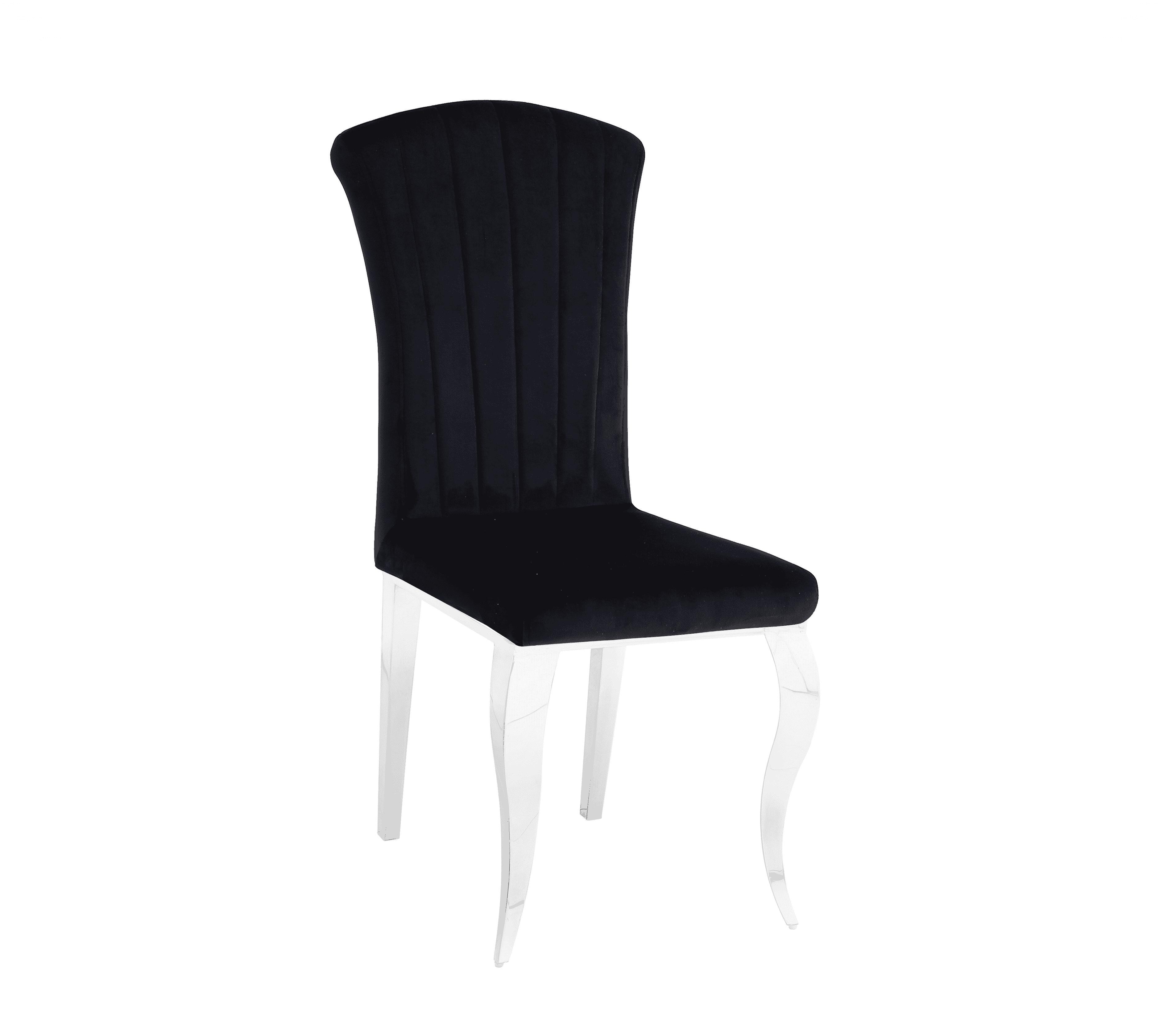 Chaise Louis noire en velours avec pieds argentés style chic
