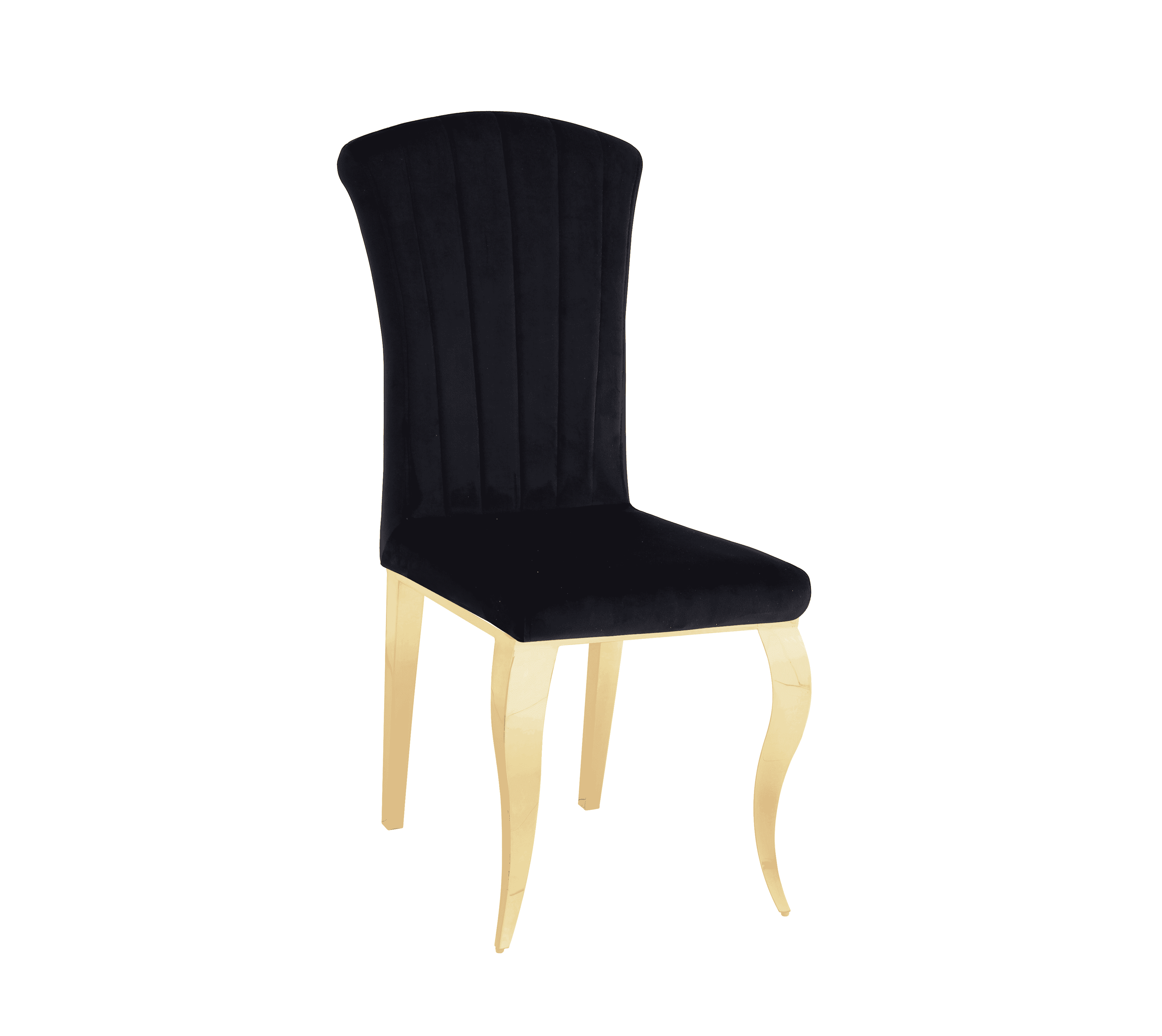 Chaise Louis noire en velours avec pieds dorés design luxe