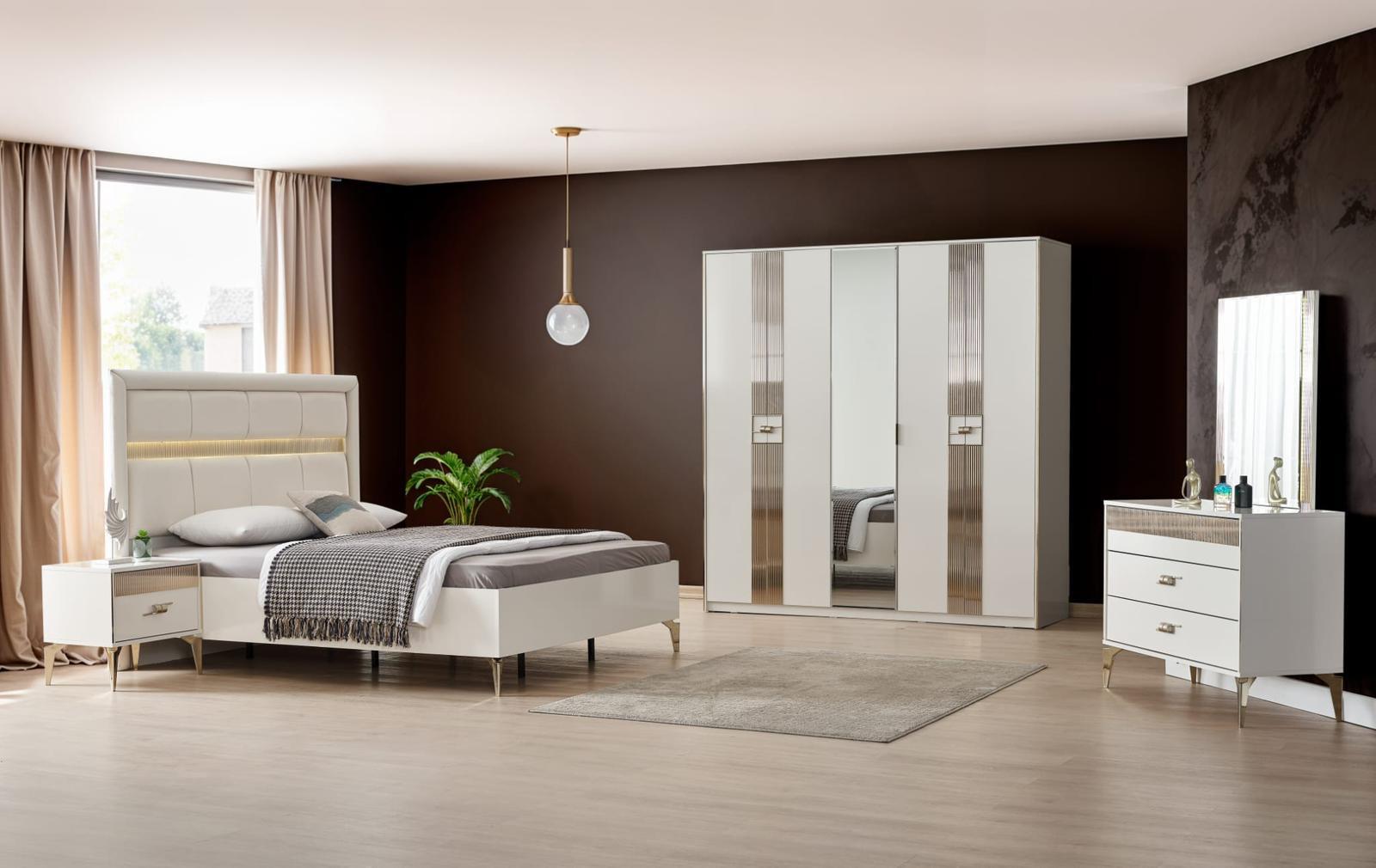 Chambre Élégance complète moderne avec lit armoire et coiffeuse design